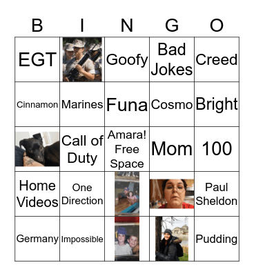 Amara's Baby Shower Bingo Card