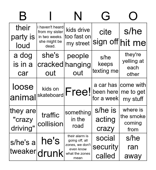 Dispatch Bingo Card