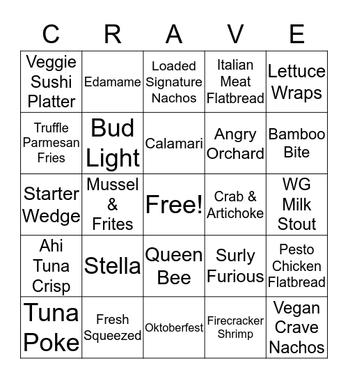 Win $25 Gift Card to Carnaval!!! Bingo Card