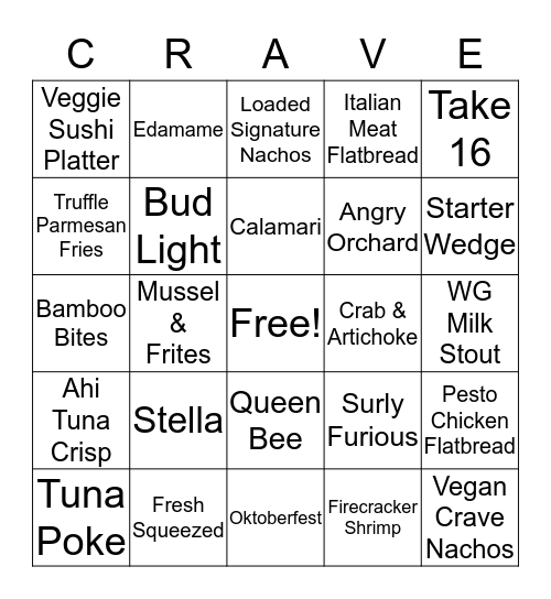 Win $25 Gift Card to Carnaval!!! Bingo Card