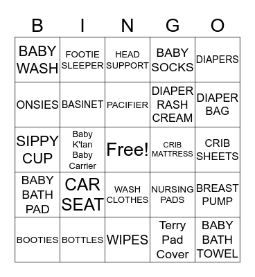 BABY SHOWER Bingo Card