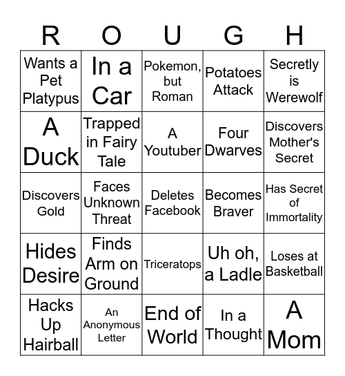 Rough Bingo! Bingo Card