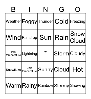 Weather Bingo Card