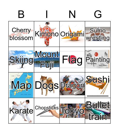 Japan Bingo Card