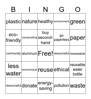 Environmental Bingo Card