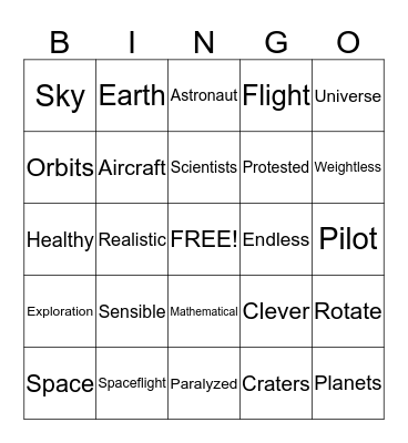 Vocabulary Bingo  Bingo Card