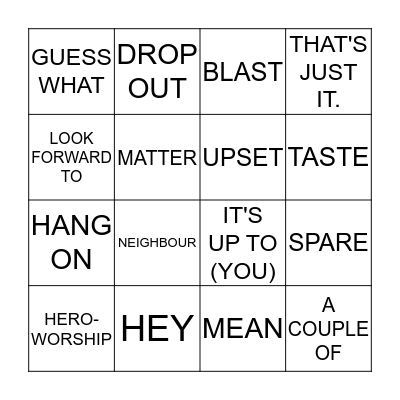 Vocabulary Bingo Card