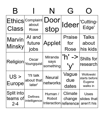 Wollowski Bingo Card