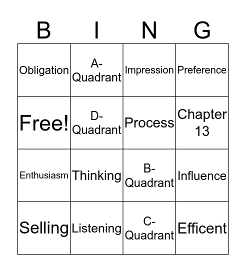 Chapter 13 Bingo Card