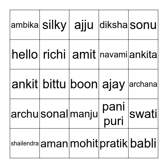 Diwali bingo cards Bingo Card