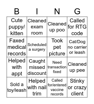Reception 5 Bingo Card