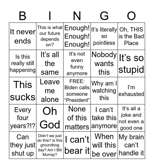 The, Debate Bingo Card