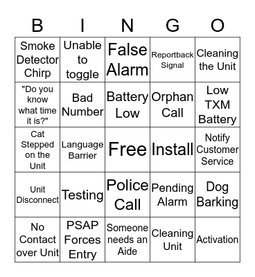 Graves Bingo Card