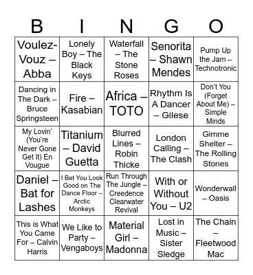 Music Bingo Card