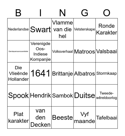 Kortverhaal Bingo Card