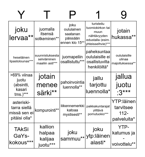 ATK-YTP Herran Vuonna 2019 sijainnissa Suomen Helsinki Bingo Card