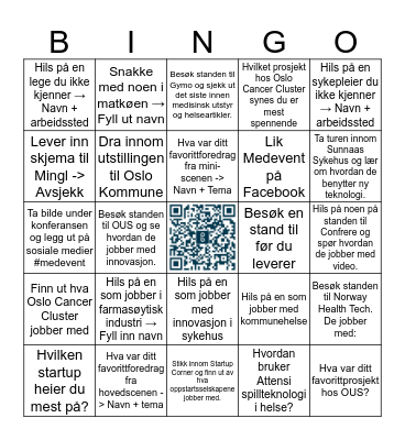 MedEventBingo Card