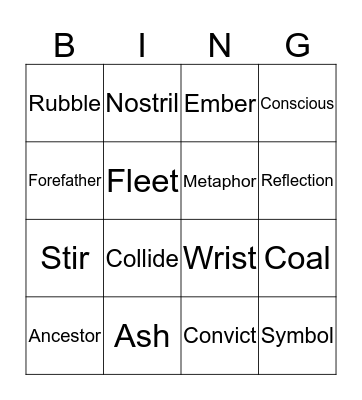 Vocabulary  Bingo Card