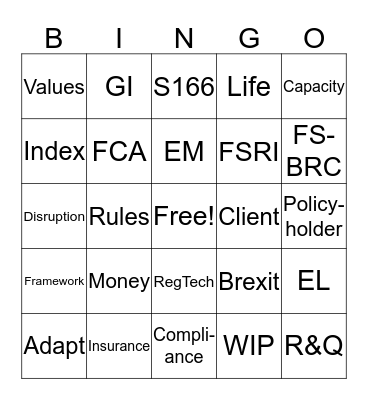 Ins Reg Bingo Card