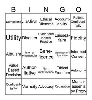 NUR 212 Leadership BINGO Card