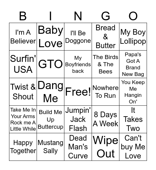 Misc. Hits Bingo Card