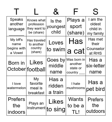 Ice Breaker Bingo Card