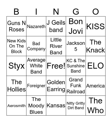 Name That Group Bingo Card