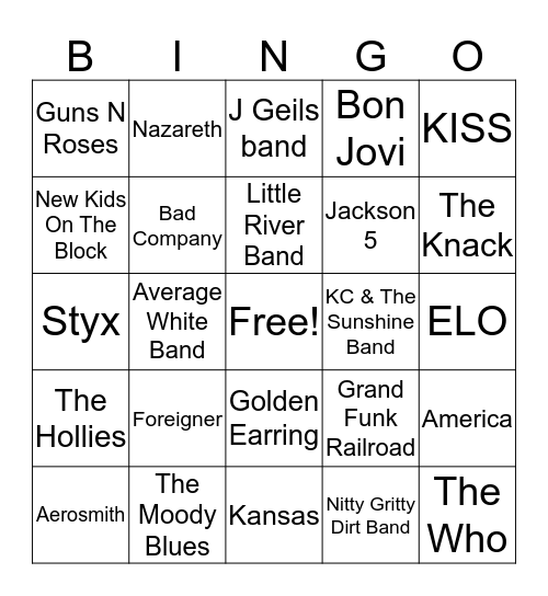 Name That Group Bingo Card