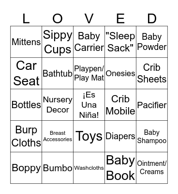 ~ BABY GOMEZ BINGO ~ Bingo Card