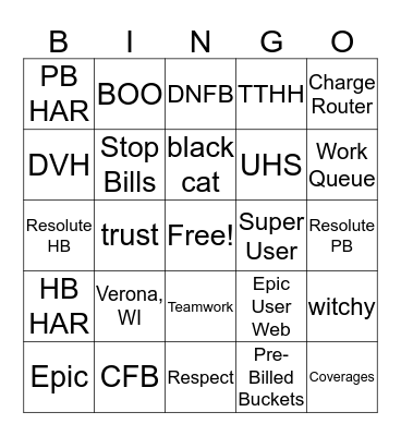2019 Patient Accounting Week BINGO!!! Bingo Card