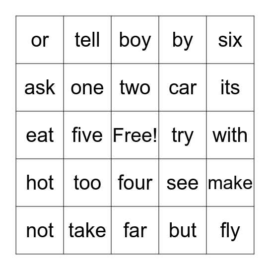 Sight Word 3 Bingo  Bingo Card