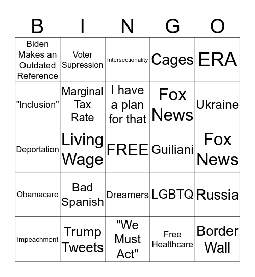 DA China Debate Bingo Card