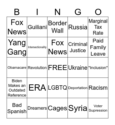 DA China Debate Bingo Card