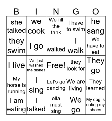 I do, I did & I am doing Bingo Card