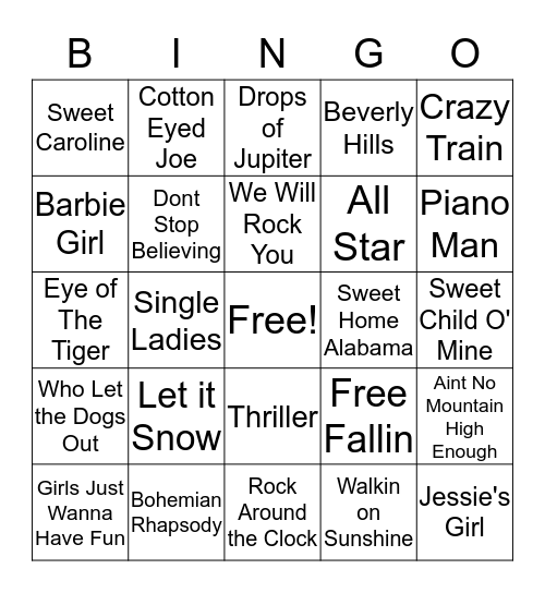 Music Bingo Card