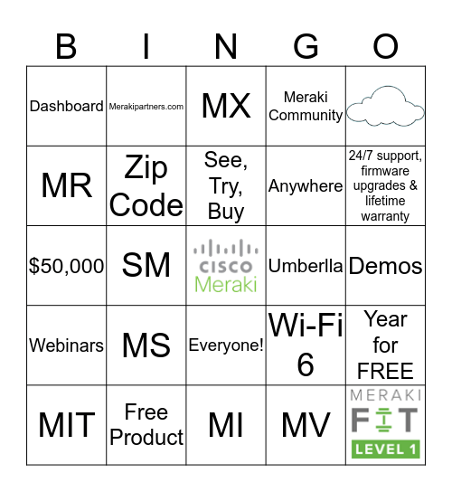 Cisco Meraki Bingo Card