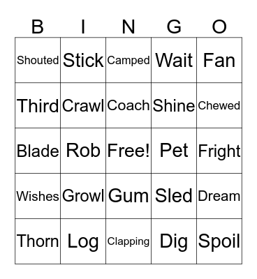 Word Bingo Card