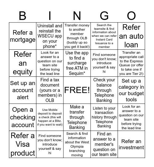 Contact Center BINGO Card