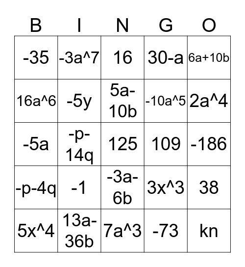 Herleiden en machten Bingo Card