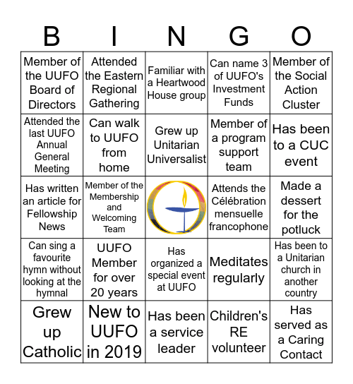 UUFO Bingo Card