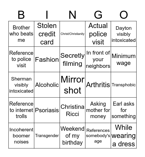 Dayton Bingo Card