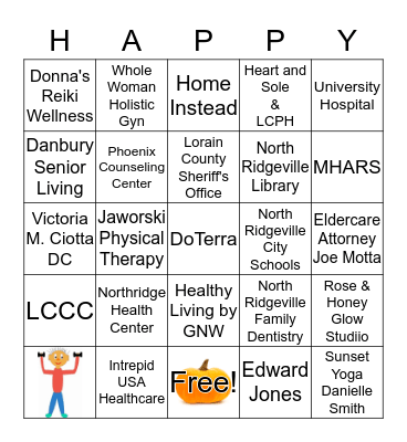 Ridgefield Health & Wellness Fair Bingo Card