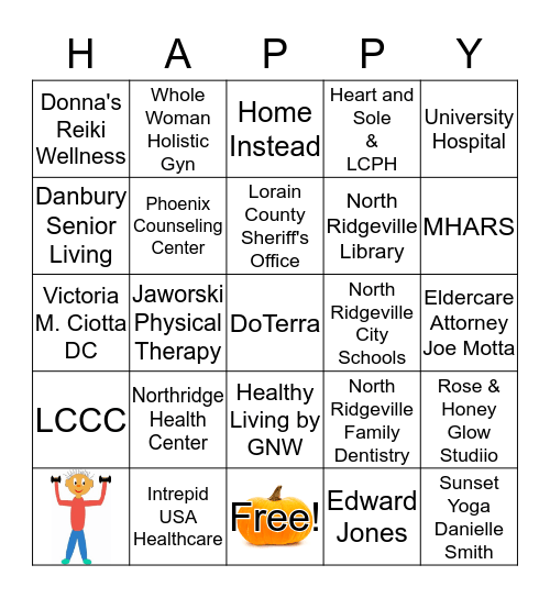 Ridgefield Health & Wellness Fair Bingo Card