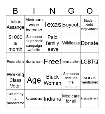 10/15 Democratic Debate Get Lit Bingo Card