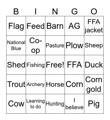 FFA  Bingo Card