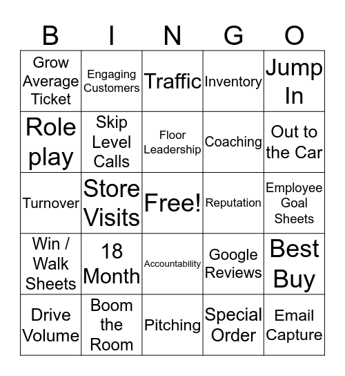 Weekly Call Bingo Card