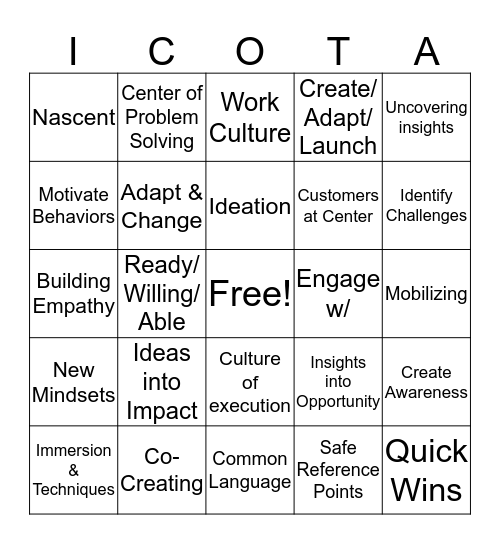 COTA Innovations Bingo Card