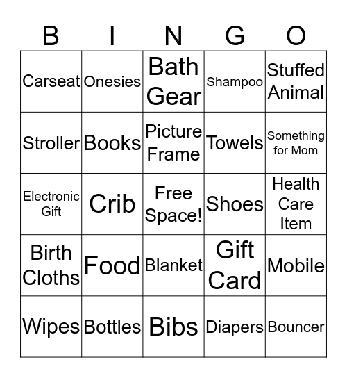 Baby Shower Bingo for Baby Ross Bingo Card