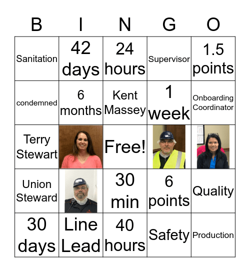 Pilgrim's Bingo Card