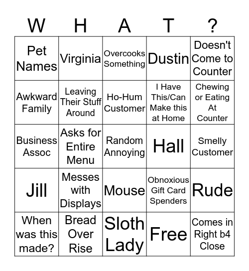 Difficult Bingo Card